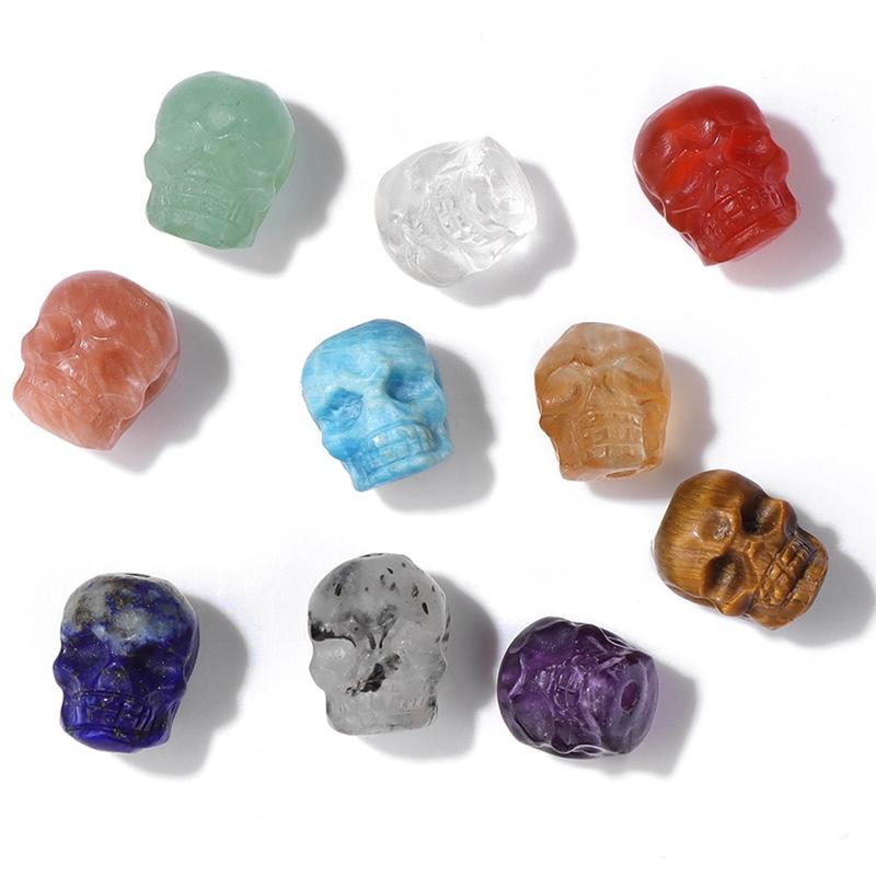 Миниатюрная статуэтка черепа Бусины-разделители из натурального камня Шарм Целебные кристаллы Реки Каменная фигурка для колдовства Минеральный аксессуар Подарок