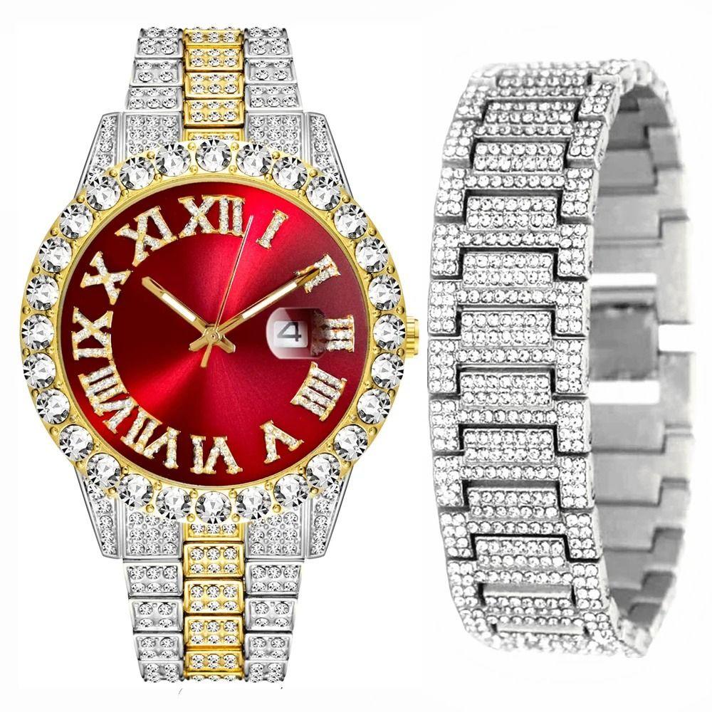 Waterproof Quartz Wristwatch Date Display Men  Watch Fashion Iced Out Watch  Luxury Accessory