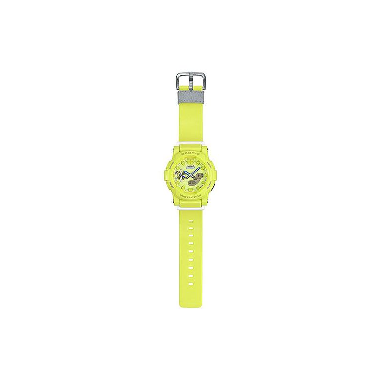 Casio Серия Baby-G Секундомер для бега Функциональный кварцевый механизм Ремешок из смолы Женские часы Желтые BGA-185-9A