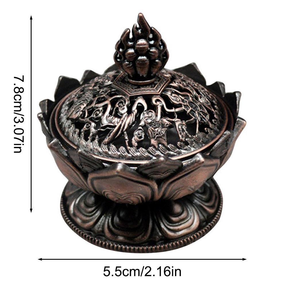 Lotus Flower Incense Burner Buddhism Buddha Holder Brass Mini Sandalwood Censer Incense Metal Craft Home Decoration