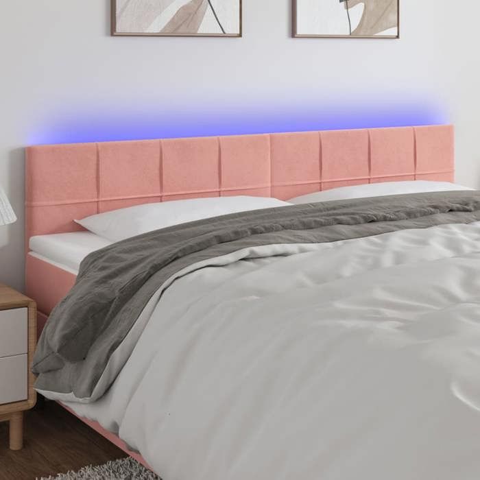 VidaXL LED Headboard Bedroom Furniture Double Bed Accessory Head of Bed Frame Interior Pink 3121671