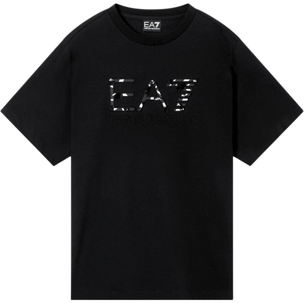 Emporio Armani Женская футболка EA7 с буквенным принтом, круглым вырезом и коротким рукавом, обычный крой, топ 7W001096-AF21636-UC001
