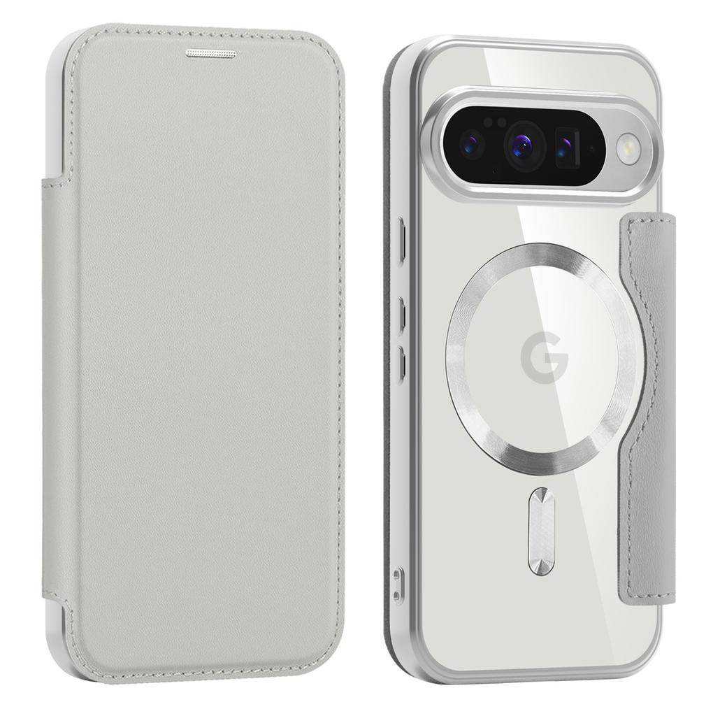 Для Google Pixel 8, 9, 10 серии. Чехол-книжка Gold Shield Magnetic Business Leather Case, совместимый с MagSafe, со слотами для карт с блокировкой RFID и защитой объектива