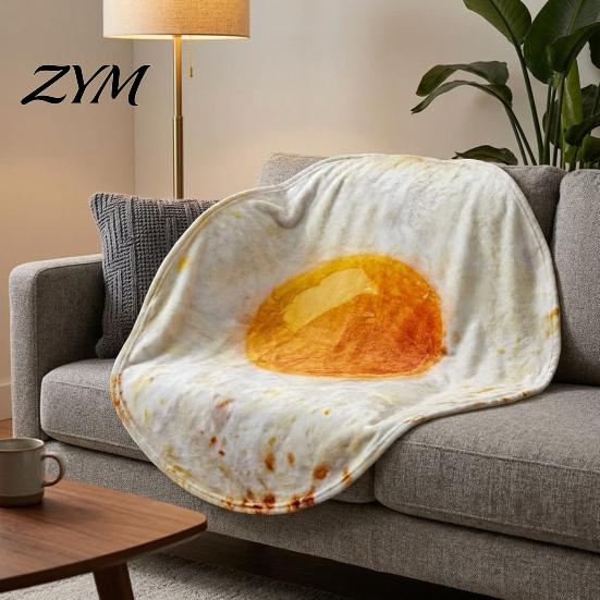 Cozy Blanket for All Seasons Round Food Blanket, Realistic Themed Throw 59 Inch Novelty Waffle Pizza Creative Home Decor Burrito Donut Wrap, Soft Sofa