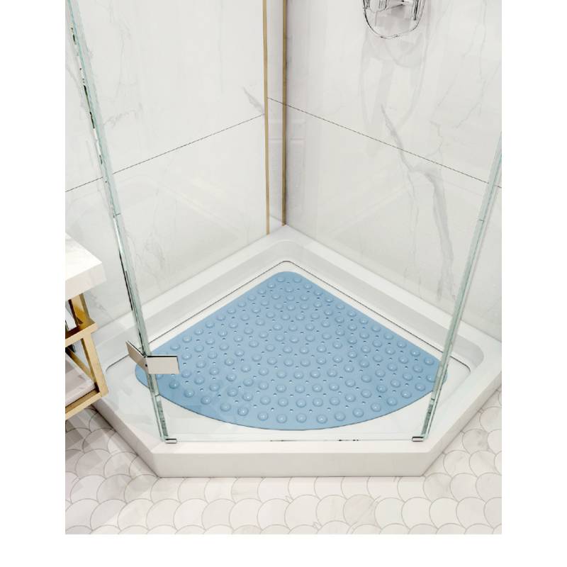 Угловой коврик для ванной комнаты, секторный коврик для ванной, противоскользящий, без запаха, треугольные коврики для ванной, можно стирать в машине, присоска, сливное отверстие