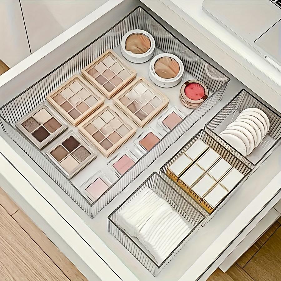Прозрачный акриловый ящик для хранения косметики, подходит для туалетного столика, для хранения помады, теней для век, средств по уходу за кожей, для домашнего использования, разделитель для ящика, настольный органайзер для макияжа