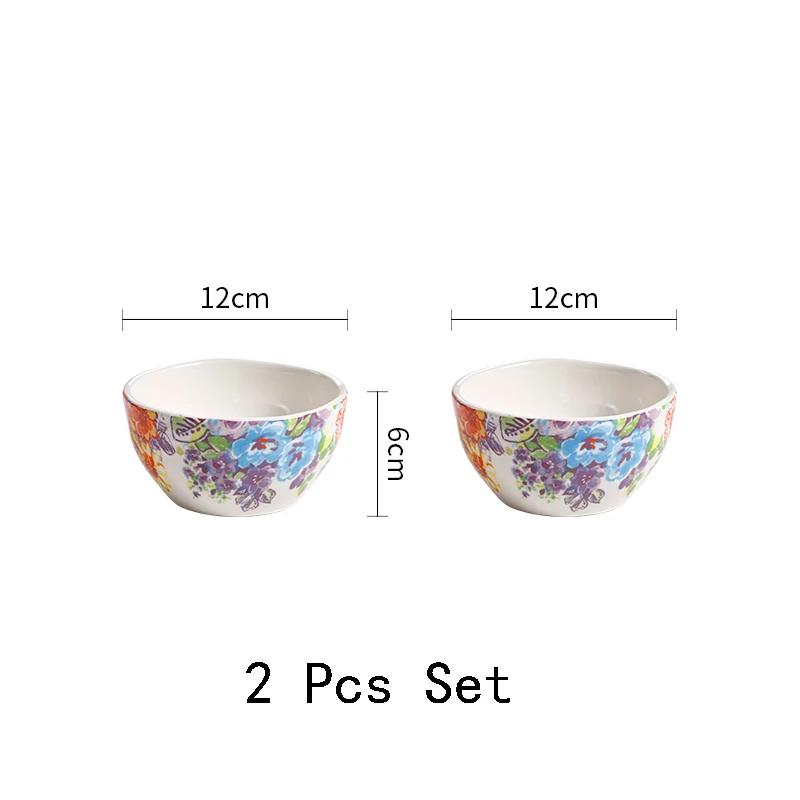 Цветная роспись Цветочные керамические миски Креативные необычные рестораны Фруктовая салатница Изысканная миска Набор тарелок Бытовая посуда