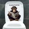 1pc Funny Monkey Toilet Seat Stickers -Removable, Waterproof, Self-Adhesive PVC Decals with "FLUSH PLEASE" Design for Bathroom