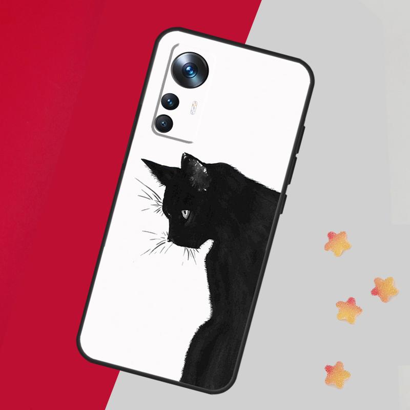 Black Cat Face Kitty Case For Xiaomi 14 13 11T 12T 13T Pro 12 Lite 12X POCO X3 X5 Pro X4 F4 M5 M5s F3 F5 Cover