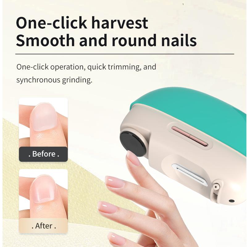 Electric Nail Clipper Baby Electric Nail Trimmer Automatic 2 in 1 Rechargeable Nail File with Nail Clip Storage
