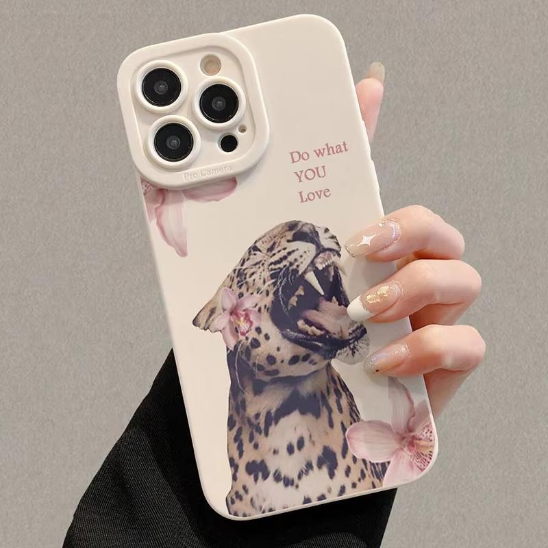 Чехол для телефона с цветочным узором, тигром и леопардом, painted, для iPhone 16 Pro Max 16E 13 12 11 14 Pro 15 Plus Mini X XR XS Max