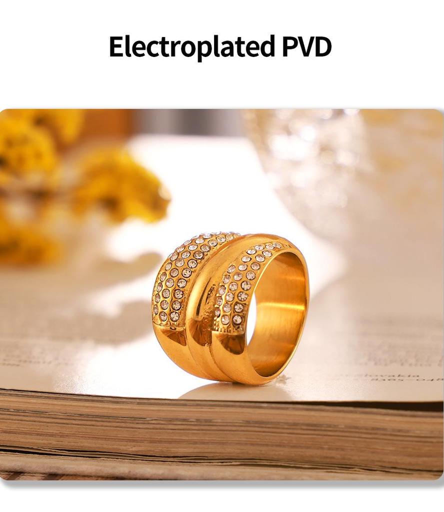 Европейско-американское геометрическое многослойное кольцо с бриллиантами, хип-хоп мода, дизайн из нержавеющей стали с покрытием из 18-каратного золота