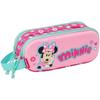 Safta Minnie Mouse 3D Trousse Double 3D, Trousse Pour Enfant, Idéale Pour Les Enfants D'âge Scolaire, Confortable Et Polyvalente,