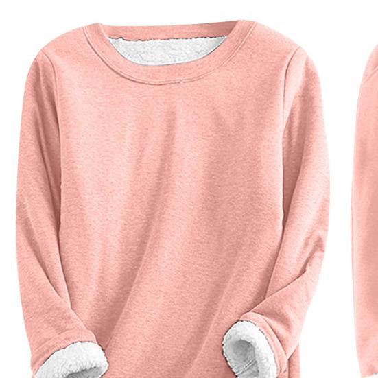 2 шт./комплект женский топ брюки костюм однотонный длинный рукав О-образный вырез топ эластичный пояс толстые брюки с плюшевой подкладкой спортивный фитнес-костюм