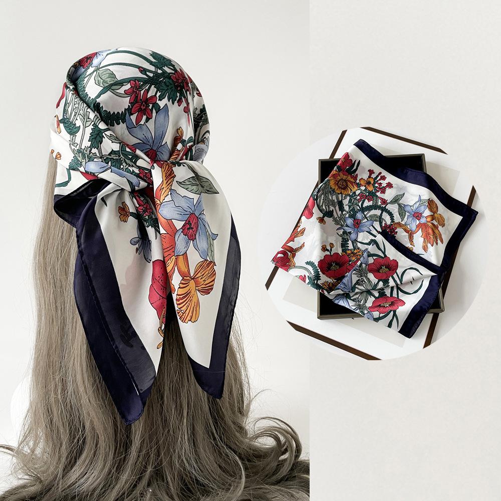 Весенне-летний атласный длинный шарф для женщин, солнцезащитная шаль, модный атласный длинный шарф для красоты, универсальный дорожный шарф