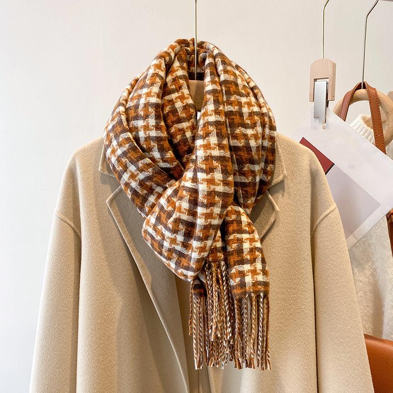 Print Logo Design Fluffy Double Sided Woven Cashmere Scarf Pashmina Shawl