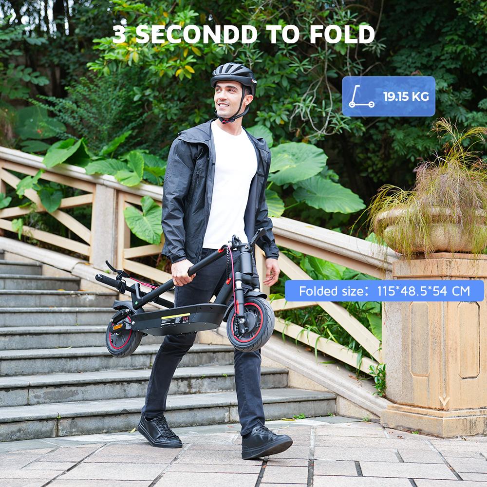 iScooter Взрослый электросамокат I10, 650 Вт 42 В 15 Ач, электронный тормоз + задний барабанный тормоз + E-ABS, амортизационная подвеска, 10" пневматическая шина