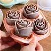 Силиконовые формы для кубиков льда с крышкой, 4 отверстия, форма цветка розы, многоразовый лоток для кубиков льда, кухонные аксессуары, инструмент для приготовления мороженого