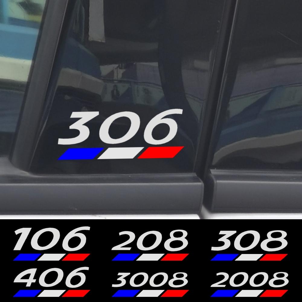 2Pcs, Car Sticker Decal Center Pillar Sticker for Peugeot 3008 5008 2008 106 107 108 205 206 207 208 RCZ 306 307 308 508 406 407