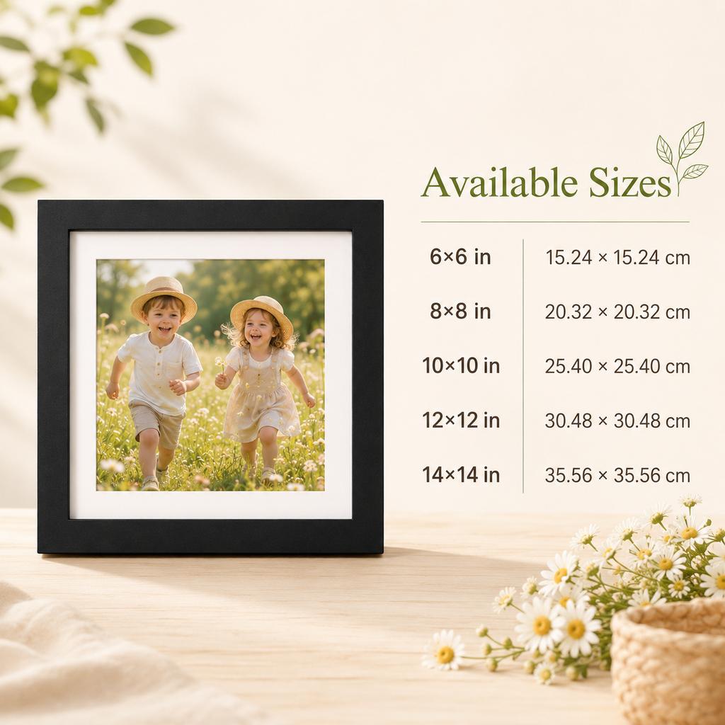Wood Picture Frame Durable Lightweight Square Photo Frame Wall Hanging Tabletop Home Decor 6x6 8x8 10x10 12x12 14x14