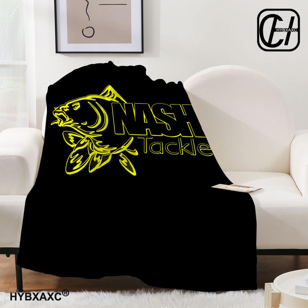 Nash Fishing Logo Throw Blanket Aesthetic Art Flannel Blanket Portable Home Travel Camping Sofa Picnic Thickening Flannel Blank