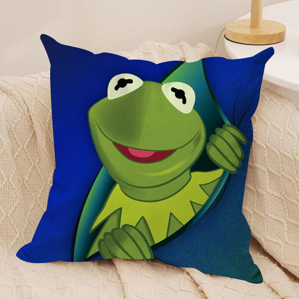 Funny KKermit the Frog Cushion Cover Soft Plush Fabric DoubleSided Printed Sofa Cushion Cover for All Seasons Home Decor Gift