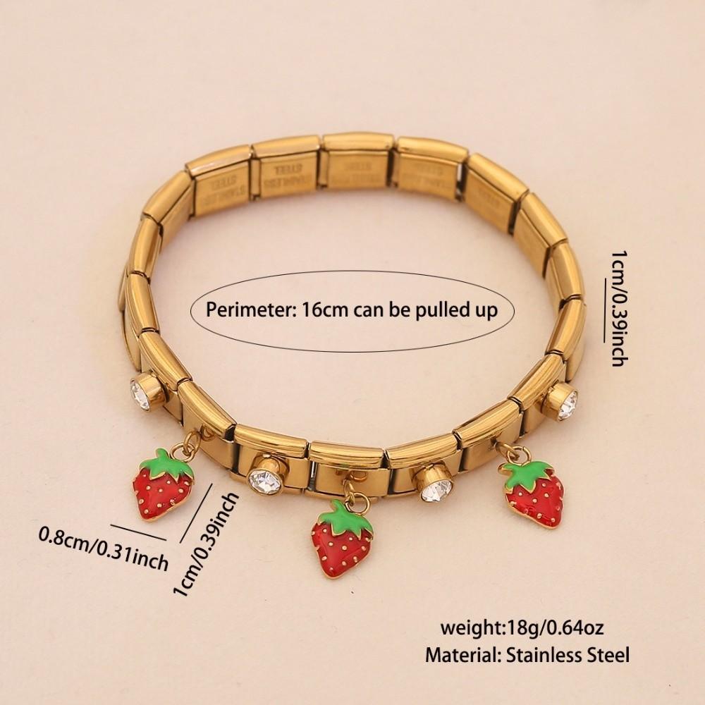 Watermelon Fruit Pendant Bangle Crystal Stainless Steel Bracelet Vacation