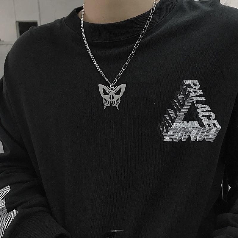 Men's Hip-Hop M Pendant Necklace: Trendy Cuban Chain In Titanium Steel, Stylish and Minimalist Design.