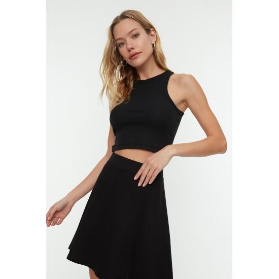 Гибкая трикотажная майка в рубчик с вырезом на шее Super Crop Halter