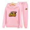 Pocket Long Sleeve Women Hoodie Autumn Winter Hoodies+Pants Two Piece Set Queen Printing  Tracksuits Jogger Pants Thick Warm Clothes
