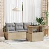 vidaXL 5-Piece Garden Sofa Set with Beige Cushions Poly Rattan Acacia, 2-Seater Garden Sofa vidaXL349643