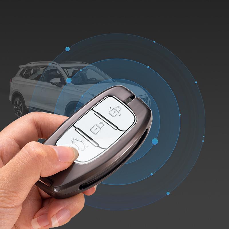Metal Zinc Leather Car Key Case Cover for Hyundai I30 I40 Ix35 KONA Solaris Grandeur Ig Accent Santa Fe Palisade 2017 2018 2019
