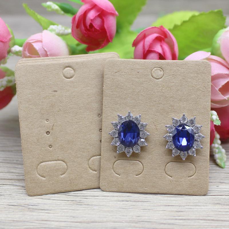 50 шт. Бумажная карточка для сережек-гвоздиков 5x4 см коричневого/белого цвета, сделай сам, упаковка для украшений, маленькая пустая карточка для демонстрации ожерелья с подвеской