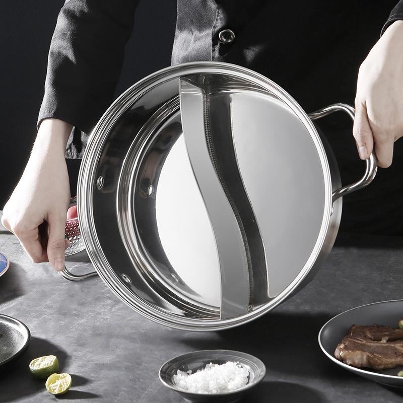 Chinese Hot Pot 304 Stainless Steel Induction Cooker Gas Stove Compatibl Kitchen Cookware Soup Cooking Pot Twin Divided