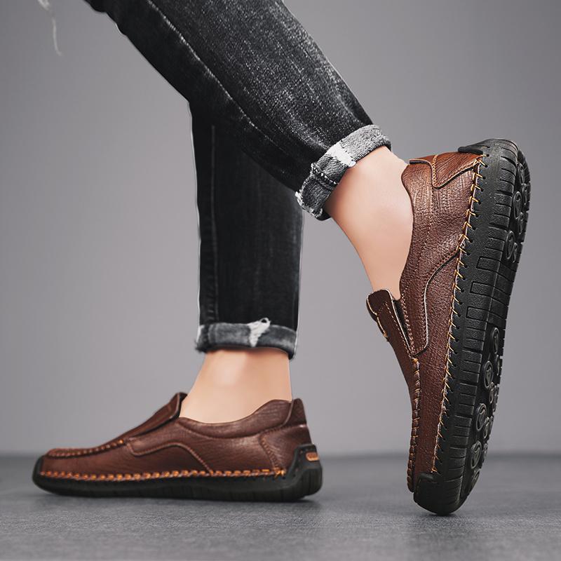 Мужские туфли из натуральной кожи в стиле ретро большого размера сверхлегкие ручной работы повседневные мужские ботильоны