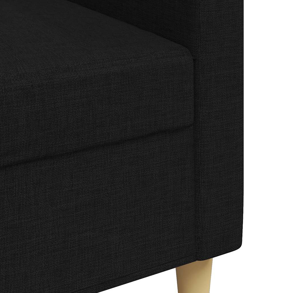 3 Seater Sofa Black 210 cm Fabric