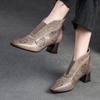 Sandals Genuine Leather Breathable Hollow-out Boots Retro Pointed High Heel Commuter Women's Shoes