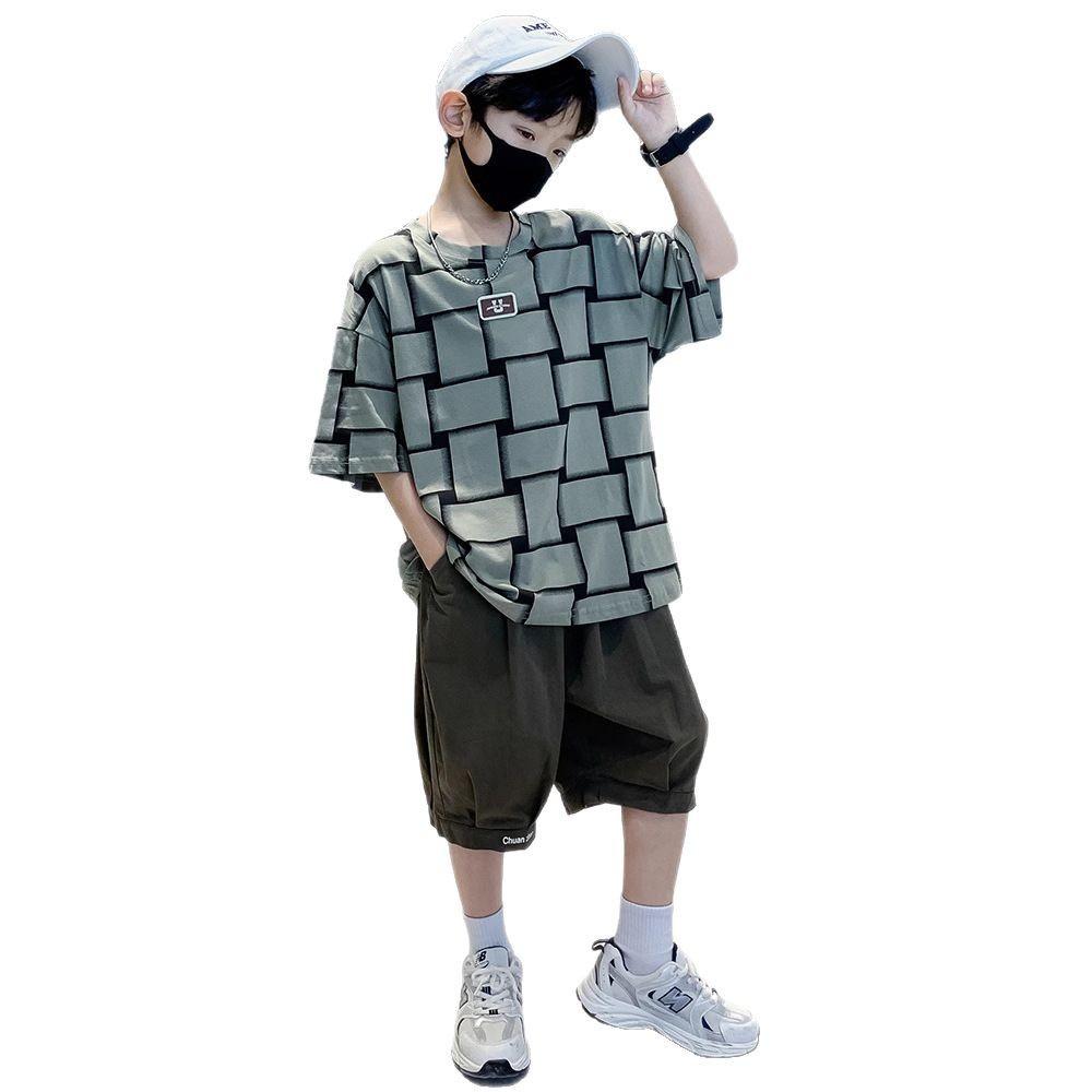 Boys Fashion Short-sleeved Suit 2025 Summer Children Loose Thin Suit