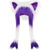 Cute Plush Cat Hat, Soft Furry Animal Ear Hat with Braids Winter Warm Earmuffs Head Mask Cosplay Accessory