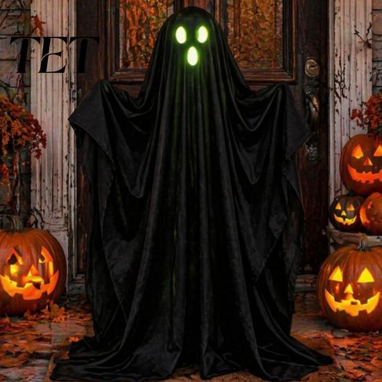 Lighted Hanging Ghost Halloween Light Up Decoration, Spooky with String Light, Figurine for Yard Standing Black Outdoor Garden Lawn Porch Decor Front