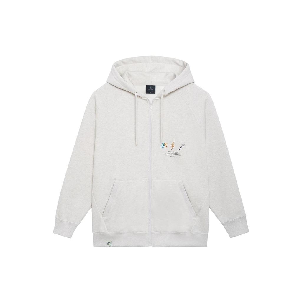 Li-Ning Однотонная толстовка с капюшоном серии Wade на молнии и буквенным принтом, унисекс, серая AWDSI35-2