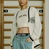New Era SS24 Кардиган с V-образным вырезом, свободный крой, вышивка, длинный рукав, вязаный, унисекс, цвет слоновой кости 14187434