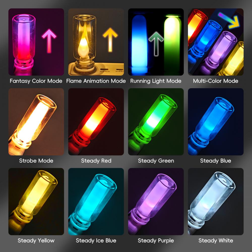 Car USB LED Rainbow Color Atmosphere Light LED Filament Lamp Portable Lighting Plug and Play Decorative Atmosphere Light
