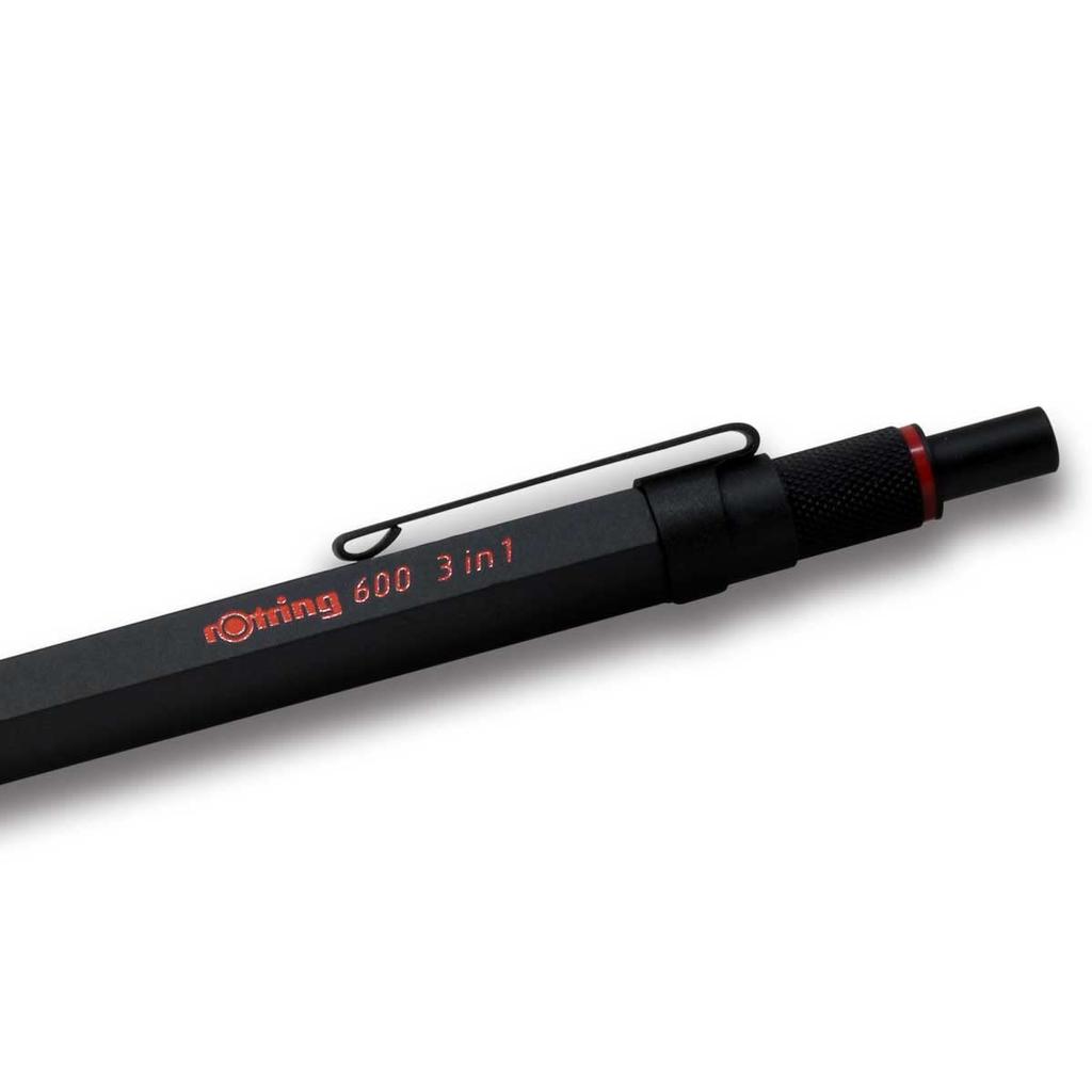 ROtring Rotring 600 3 в 1 Мульти-ручка, черный, 2 цвета, механический карандаш, поставляется в косметической коробке, многофункциональная ручка поворотного типа, совместимая с чертежами, обычная