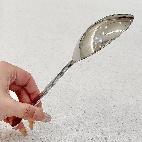 Stainless Steel Slotted Spoon Serving Soup Rice Serving Spoon Mirror Polished Ladles Heat-resistant Handle Kitchen Utensil