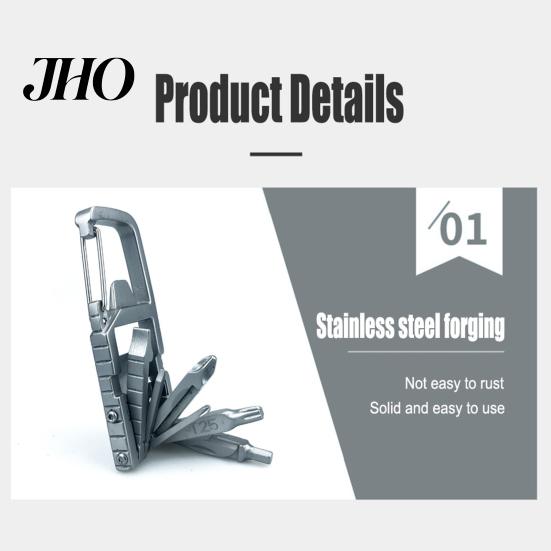 Heavy-duty Metal Tool Portable Outdoor Multi-Tool 12-In-1 Multi-purpose Screwdriver Bottle Opener Phone Mini Multitool Holder Carabiner Camping