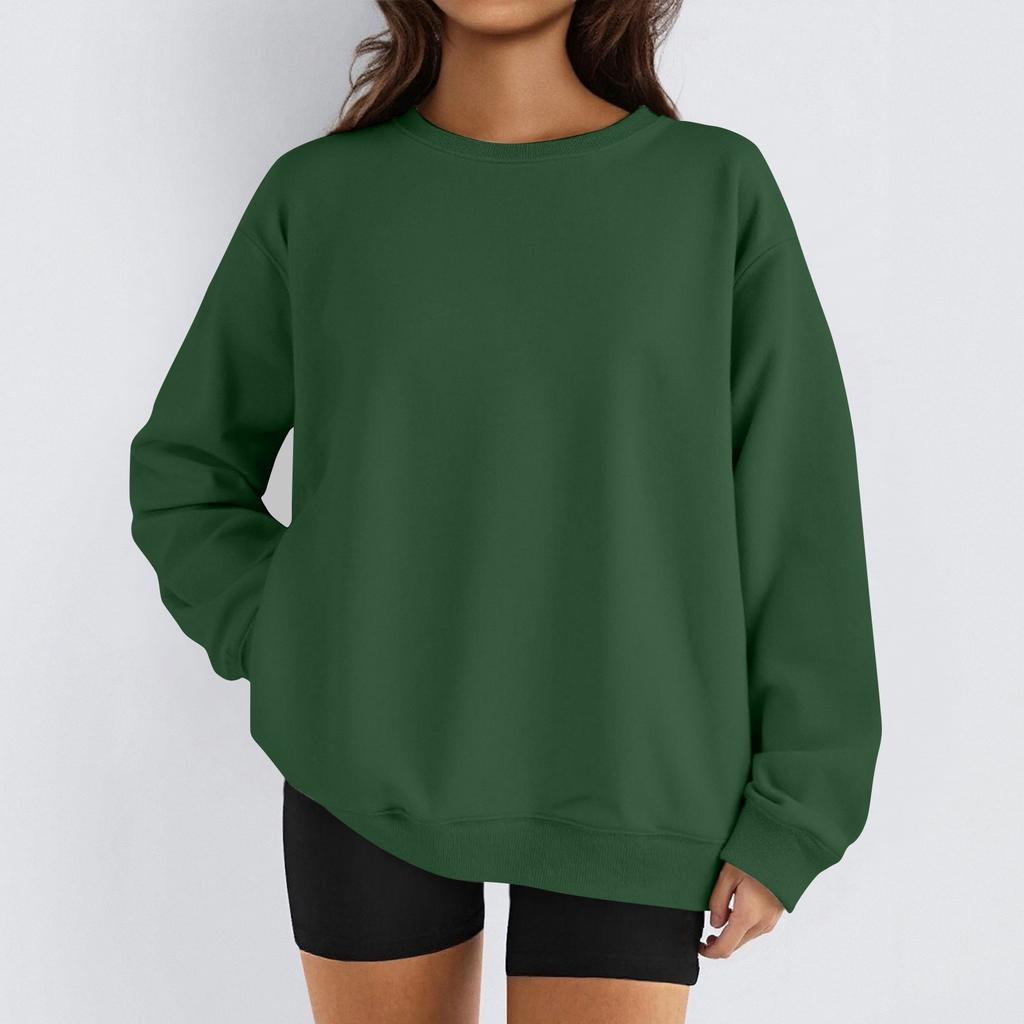 Женские зимние топы, женская толстовка с длинным рукавом, повседневная, с круглым вырезом, свободный крой, флисовые топы Pollover