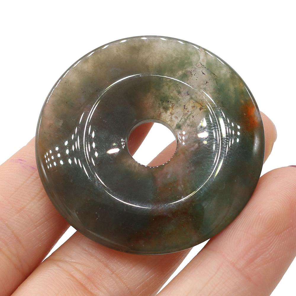 1Pc Natural Stone Big Hole Beads, Reiki Healing Crystal Quartz Loose Beads for Jewelry Making DIY Necklace Keychain Decorative Accessories 40×40mm