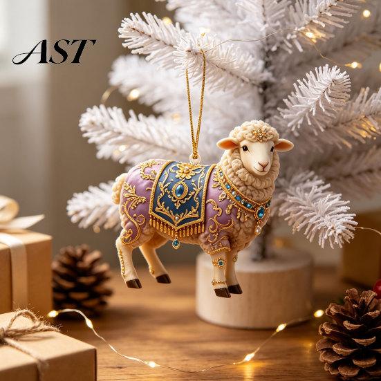 Decorative Acrylic Christmas Tree Decoration 2D Goat Ornament, Cute Animal Sheep Hanging Decor for Lightweight Holiday Accessory Tree, Party
