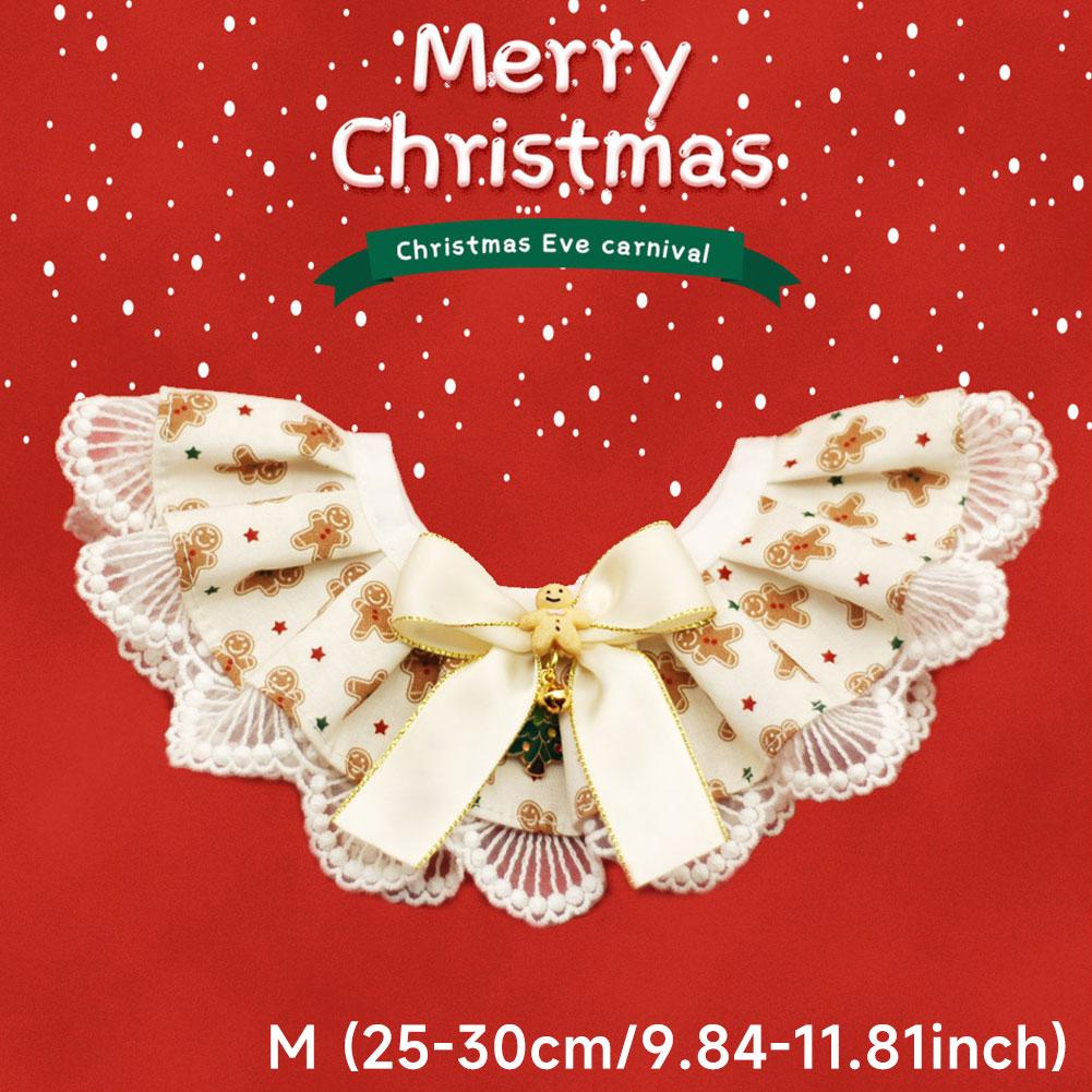 Рождественский кошачий собачий слюнявчик с кружевом, полотенце для слюны, регулируемые аксессуары для костюма питомца